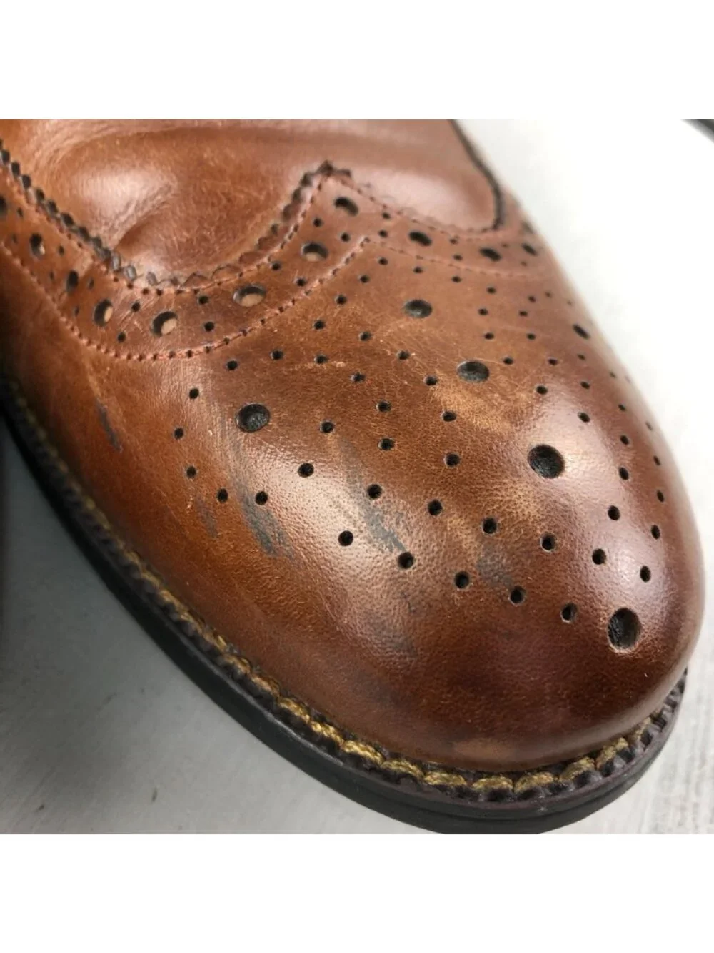 Stacy Adams Men's Size 8M Garrison Brown Leather Wingtip Brogue Oxford Shoes